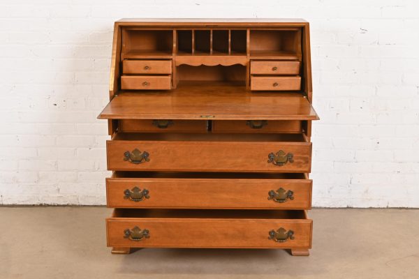 Ethan Allen Early American Solid Maple and Birch Drop Front Secretary Desk - Image 5