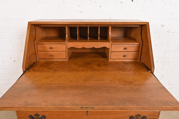 Ethan Allen Early American Solid Maple and Birch Drop Front Secretary Desk - Image 7