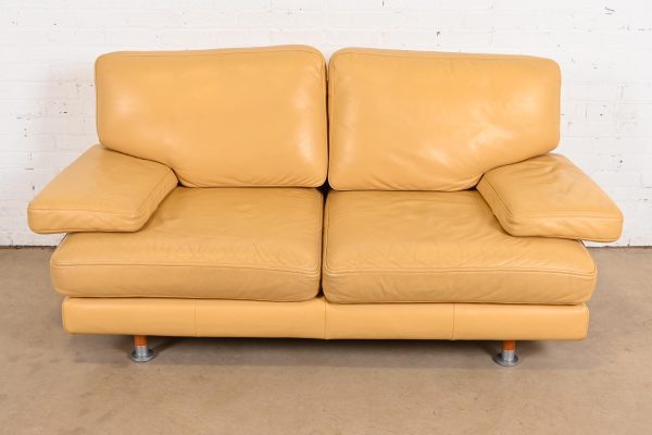 Ligne Roset Modern Yellow Leather Sofa or Loveseat - Image 2
