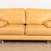 Ligne Roset Modern Yellow Leather Sofa or Loveseat