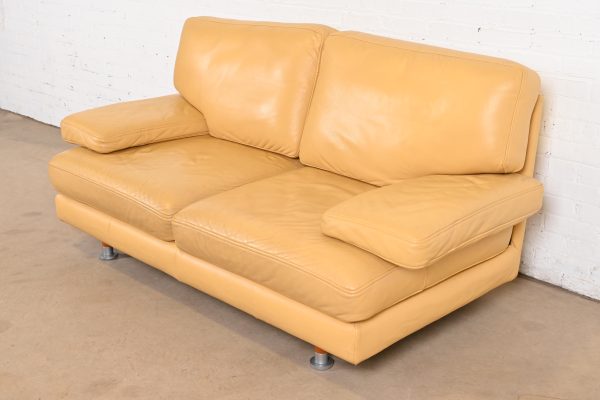 Ligne Roset Modern Yellow Leather Sofa or Loveseat - Image 4