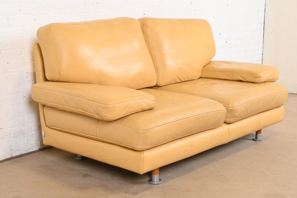 Ligne Roset Modern Yellow Leather Sofa or Loveseat - Image 3
