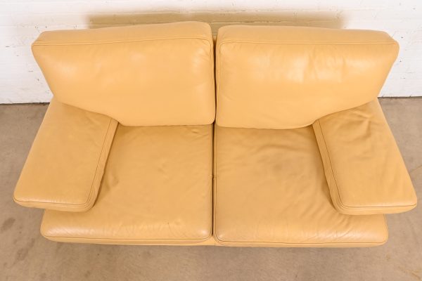 Ligne Roset Modern Yellow Leather Sofa or Loveseat - Image 5