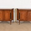 Baker Furniture Neoclassical Cherry Wood and Parcel Ebonized Sideboards or Bar Cabinets, Pair - Image 2
