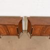 Baker Furniture Neoclassical Cherry Wood and Parcel Ebonized Sideboards or Bar Cabinets, Pair - Image 9