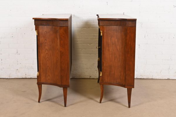 Baker Furniture Neoclassical Cherry Wood and Parcel Ebonized Sideboards or Bar Cabinets, Pair - Image 10