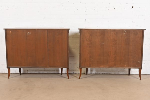 Baker Furniture Neoclassical Cherry Wood and Parcel Ebonized Sideboards or Bar Cabinets, Pair - Image 11