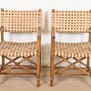 McGuire Hollywood Regency Organic Modern Bamboo and Woven Leather Club Chairs, Pair - Image 2