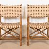 McGuire Hollywood Regency Organic Modern Bamboo and Woven Leather Club Chairs, Pair - Image 3
