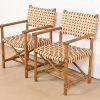 McGuire Hollywood Regency Organic Modern Bamboo and Woven Leather Club Chairs, Pair - Image 4