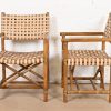 McGuire Hollywood Regency Organic Modern Bamboo and Woven Leather Club Chairs, Pair - Image 5