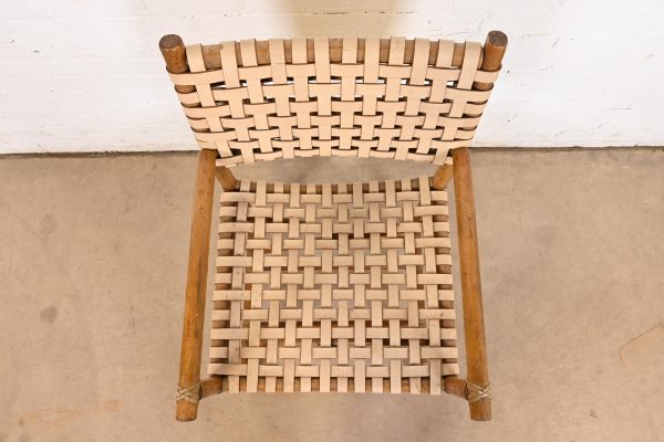 McGuire Hollywood Regency Organic Modern Bamboo and Woven Leather Club Chair - Image 5