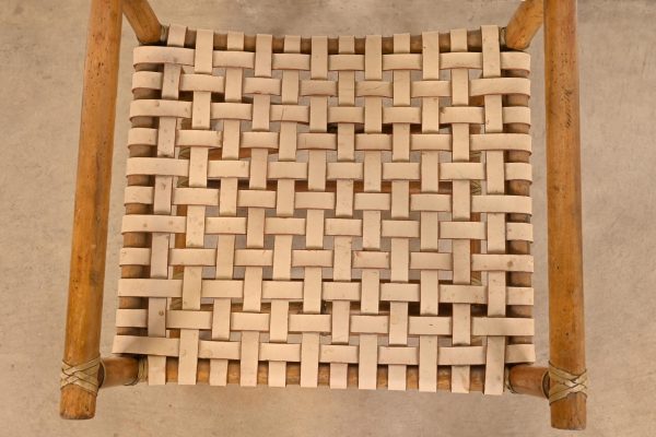 McGuire Hollywood Regency Organic Modern Bamboo and Woven Leather Club Chair - Image 7