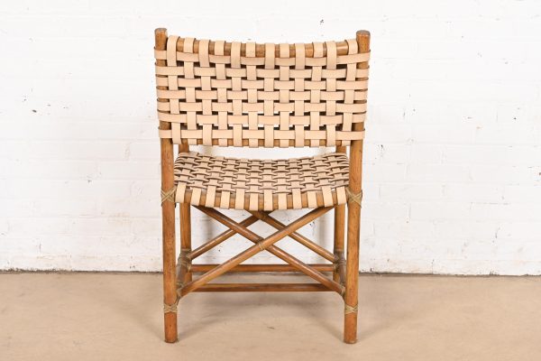 McGuire Hollywood Regency Organic Modern Bamboo and Woven Leather Club Chair - Image 10
