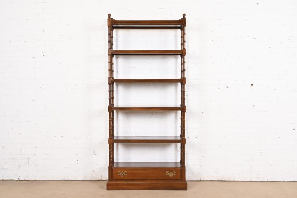 Ethan Allen Georgian Carved Cherry Wood Étagère or Bookcase - Image 3