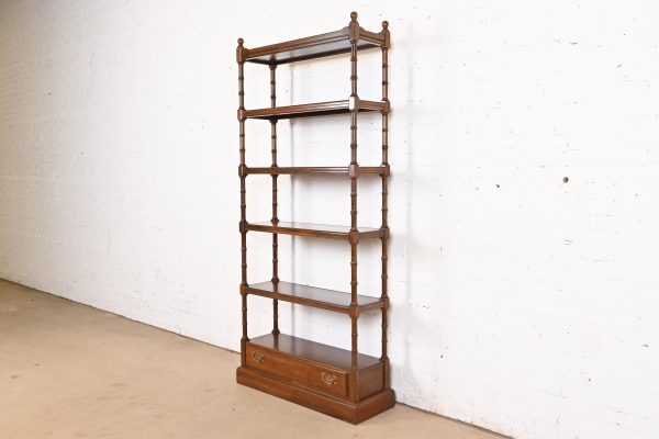 Ethan Allen Georgian Carved Cherry Wood Étagère or Bookcase