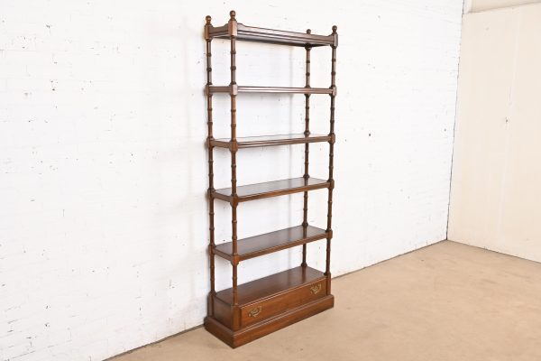 Ethan Allen Georgian Carved Cherry Wood Étagère or Bookcase - Image 4