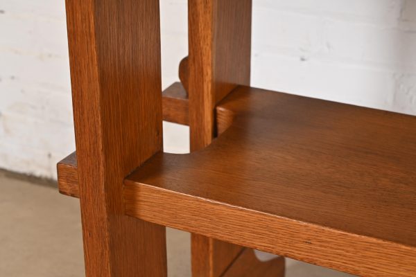 Gustav Stickley Antique Mission Oak Arts & Crafts Trestle Library Table or Writing Desk, Circa 1910 - Image 6