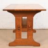 Gustav Stickley Antique Mission Oak Arts & Crafts Trestle Library Table or Writing Desk, Circa 1910 - Image 8