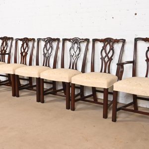 Kindel Furniture Georgian Carved Mahogany Dining Chairs, Set of Six