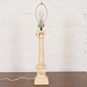 Neoclassical Italian Carrara Marble Column Tall Table Lamp, Circa 1960s