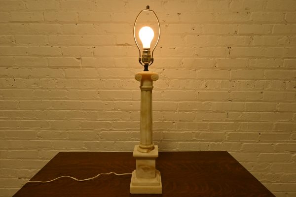 Neoclassical Italian Carrara Marble Column Tall Table Lamp, Circa 1960s - Image 9