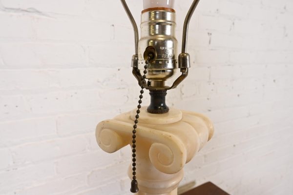 Neoclassical Italian Carrara Marble Column Tall Table Lamp, Circa 1960s - Image 8