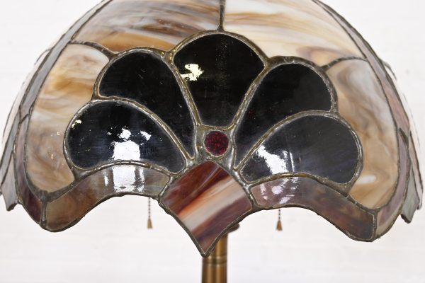 Tiffany Studios Style Arts & Crafts Bronze Table Lamp With Stained Glass Shade, Circa 1930s - Image 5