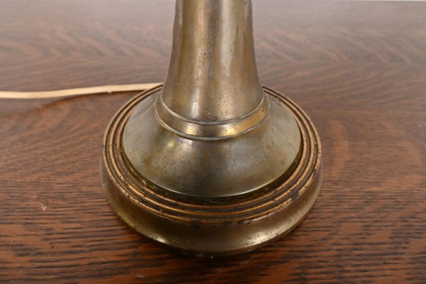 Tiffany Studios Style Arts & Crafts Bronze Table Lamp With Stained Glass Shade, Circa 1930s - Image 7