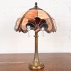 Tiffany Studios Style Arts & Crafts Bronze Table Lamp With Stained Glass Shade, Circa 1930s