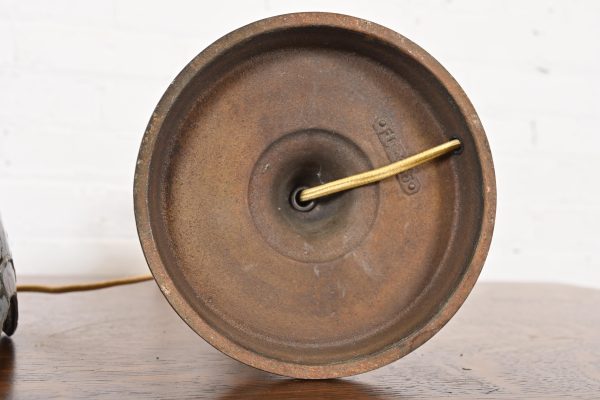 Tiffany Studios Style Arts & Crafts Bronze Table Lamp With Stained Glass Shade, Circa 1930s - Image 10