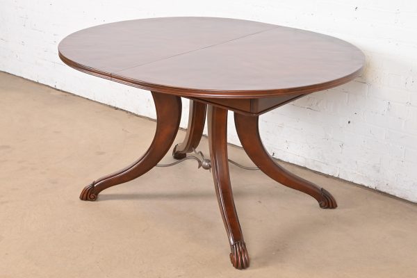 Italian Provincial Carved Cherry Wood Pedestal Extension Dining Table by Emanuel Morez, Newly Refinished - Image 8