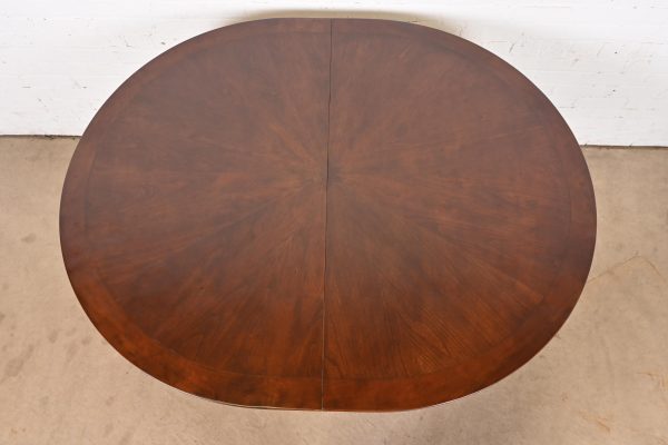 Italian Provincial Carved Cherry Wood Pedestal Extension Dining Table by Emanuel Morez, Newly Refinished - Image 9