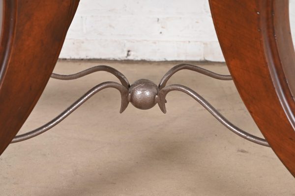Italian Provincial Carved Cherry Wood Pedestal Extension Dining Table by Emanuel Morez, Newly Refinished - Image 10