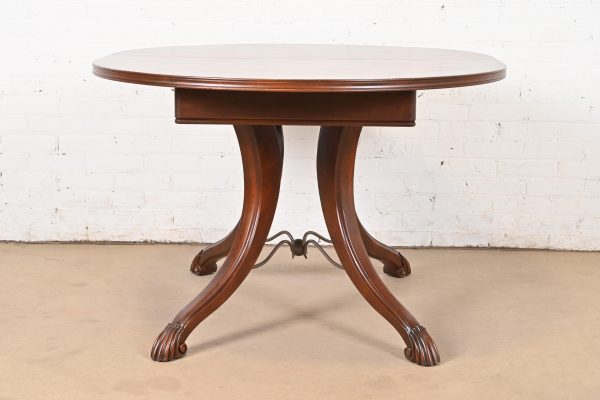 Italian Provincial Carved Cherry Wood Pedestal Extension Dining Table by Emanuel Morez, Newly Refinished - Image 11