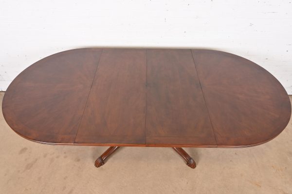 Italian Provincial Carved Cherry Wood Pedestal Extension Dining Table by Emanuel Morez, Newly Refinished - Image 5
