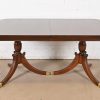 Baker Furniture Style Georgian Mahogany Double Pedestal Extension Dining Table, Newly Refinished - Image 7