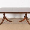Baker Furniture Style Georgian Mahogany Double Pedestal Extension Dining Table, Newly Refinished - Image 2