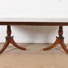 Baker Furniture Style Georgian Mahogany Double Pedestal Extension Dining Table, Newly Refinished - Image 3