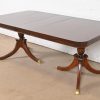 Baker Furniture Style Georgian Mahogany Double Pedestal Extension Dining Table, Newly Refinished