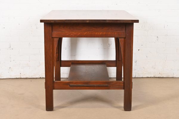 Gustav Stickley Mission Oak Arts & Crafts Writing Desk or Library Table, Circa 1910 - Image 10