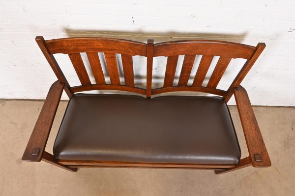 Stickley Brothers Antique Mission Oak Arts & Crafts Bench or Settee, Circa 1900 - Image 5