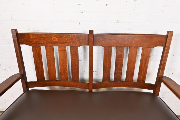 Stickley Brothers Antique Mission Oak Arts & Crafts Bench or Settee, Circa 1900 - Image 6