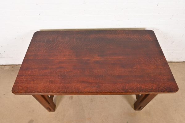Imperial Furniture Grand Rapids Mission Oak Arts & Crafts Writing Desk or Library Table, Circa 1910 - Image 9