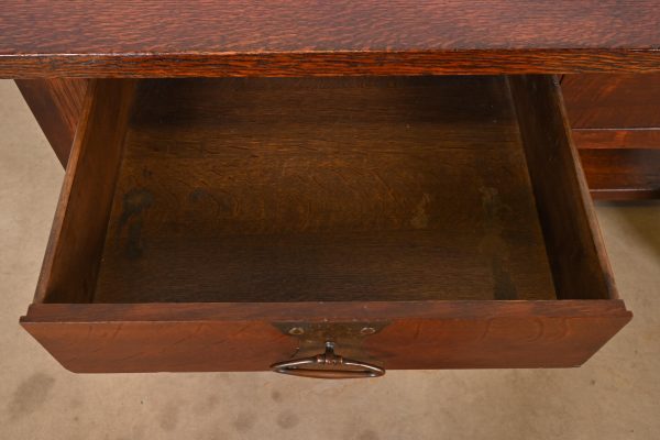 Imperial Furniture Grand Rapids Mission Oak Arts & Crafts Writing Desk or Library Table, Circa 1910 - Image 6