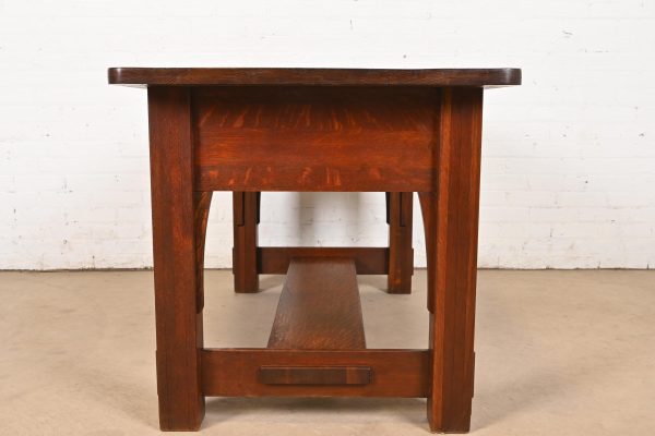 Imperial Furniture Grand Rapids Mission Oak Arts & Crafts Writing Desk or Library Table, Circa 1910 - Image 10
