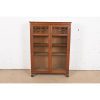 Antique American Empire Carved Oak Glass Front Bookcase, Circa 1890 - Image 2
