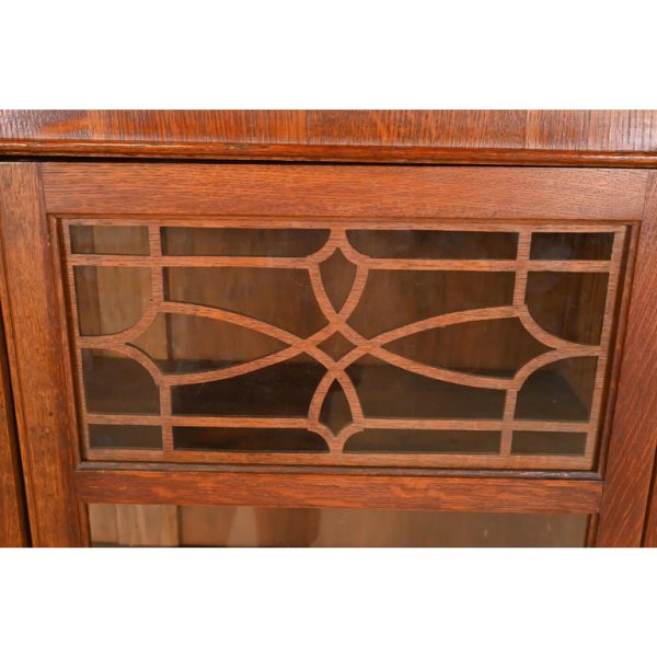 Antique American Empire Carved Oak Glass Front Bookcase, Circa 1890 - Image 6