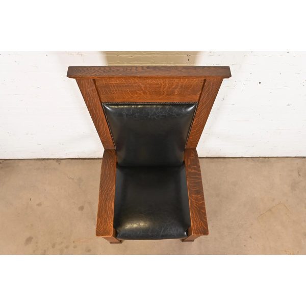 Antique Mission Oak Arts & Crafts Monumental Throne Chair, Circa 1900 - Image 5