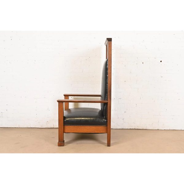 Antique Mission Oak Arts & Crafts Monumental Throne Chair, Circa 1900 - Image 10